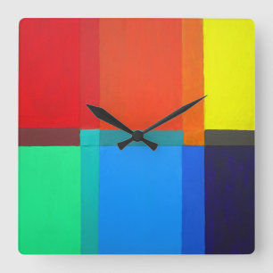 Horloge Carrée Moderniste Abstract Art Colour Grid