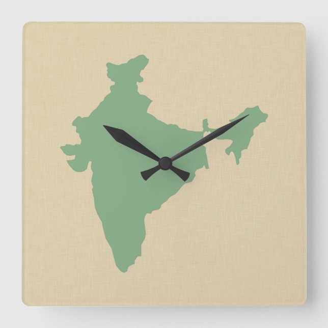 Horloge Carrée Modes d'épices à feuilles de baie Inde (Recto)