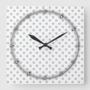 Horloge Carrée Modifier Pois gris N'importe quelle couleur Clique