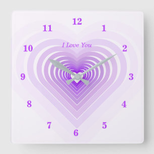 Horloge Carrée Mon coeur bat pour vous - Je t'aime - Personnalisa