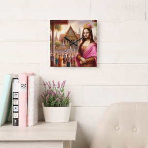 Horloge Carrée Mona est en face du temple thaïlandais