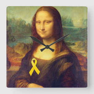 Horloge Carrée Mona Lisa Au Ruban Jaune