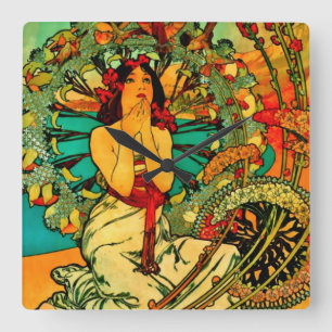 Horloge Carrée Monaco Monte Carlo Poster par Alphonse Mucha