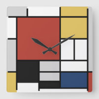 Mondrian Peinture Rouge Plane Jaune Noir Gris Bleu