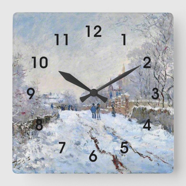 Horloge Carrée Monet - Snow Scene at Argenteuil (Recto)