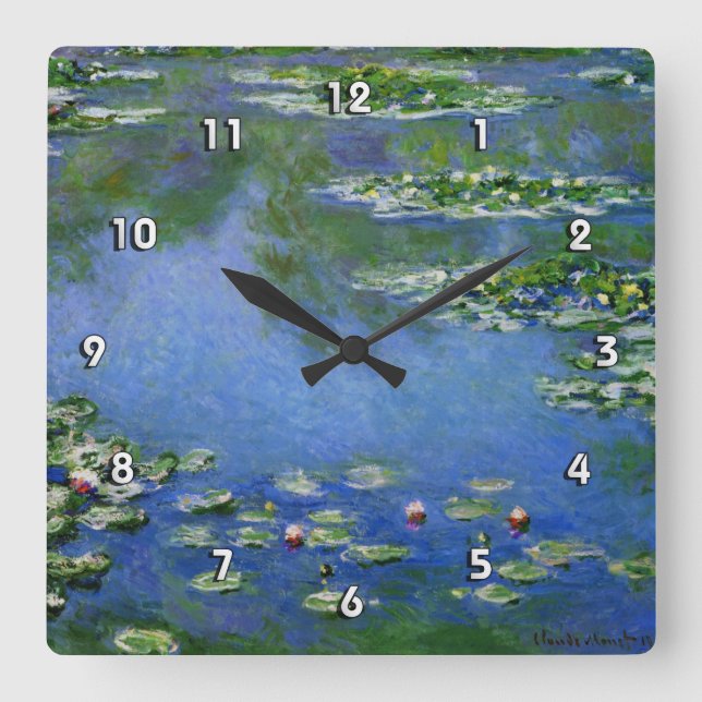 Horloge Carrée Monet Water Lilies Fine Art (1906) (Recto)