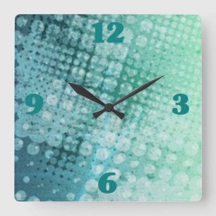 Horloge Carrée Monnaie verte de la Monnaie Pop Halfton