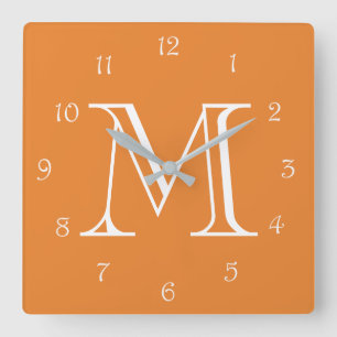 Horloge Carrée Monogram White Script Numbers