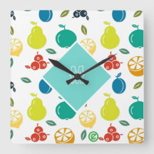 Monogramme blanc et vert Fruits colorés Anniversai