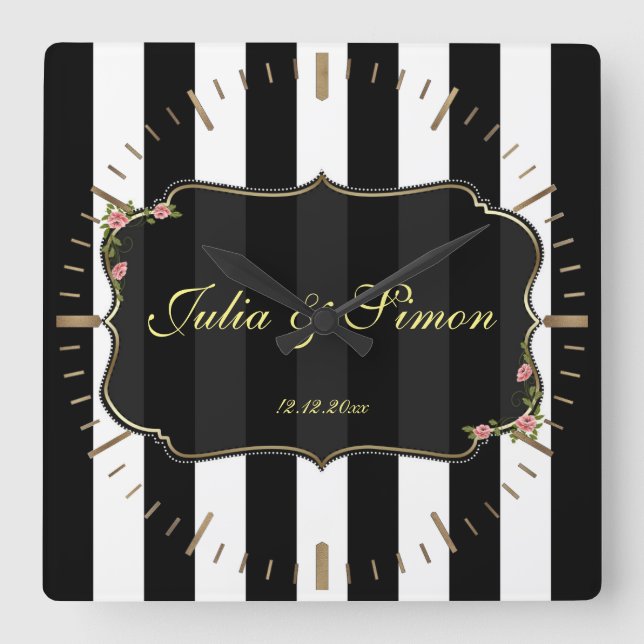 Horloge Carrée Monogramme d'or de coutume de conception de (Recto)