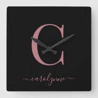 Monogramme d'or minimaliste Rose moderne Nom du sc
