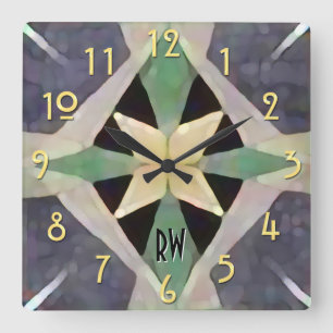 Horloge Carrée Monogramme marocain Art Déco Batik