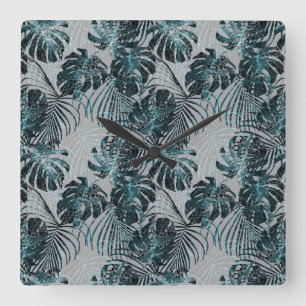Horloge Carrée Monstera Palm Leo Impression Animale Glam 2