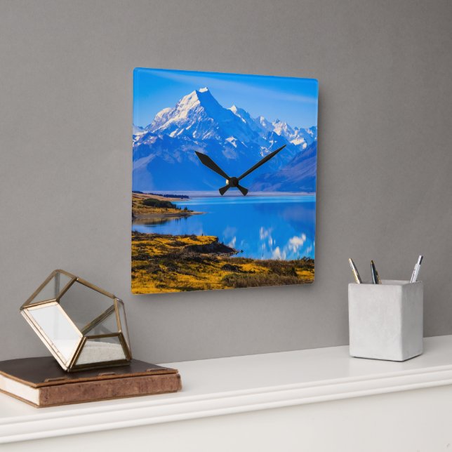 Horloge Carrée Mont Cook surplombant le lac Pukaki, NZ (Bureau)