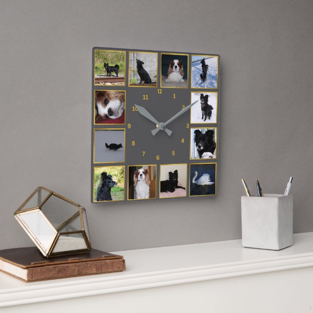 Horloge Carrée Montre à jouet photocollage moderne (Bureau)