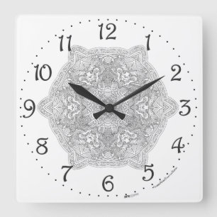 Horloge Carrée Montre du dragon chinois Mandala Carré