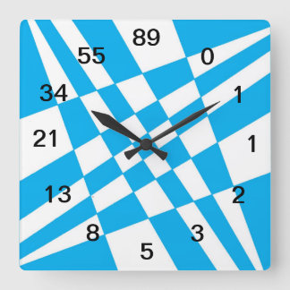 Horloge Carrée Montre Fibonacci avec des nombres