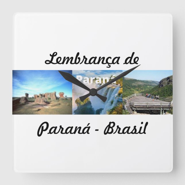 Horloge Carrée Montre souvenir du Paraná Brésil (Recto)