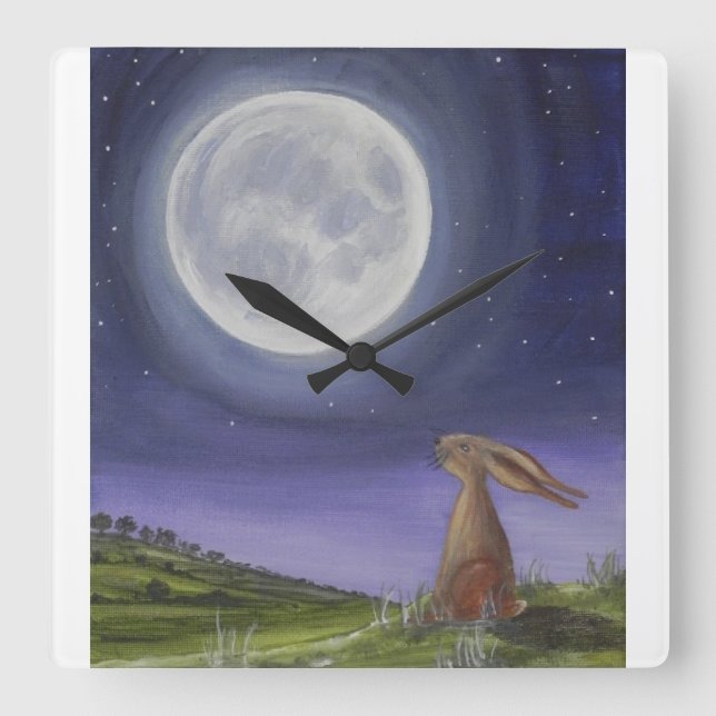Horloge Carrée Moon Gazing Hare (Recto)