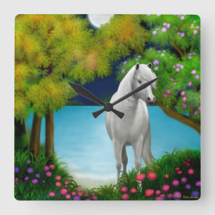 Horloge Carrée Moonlight Horse Wall Clock