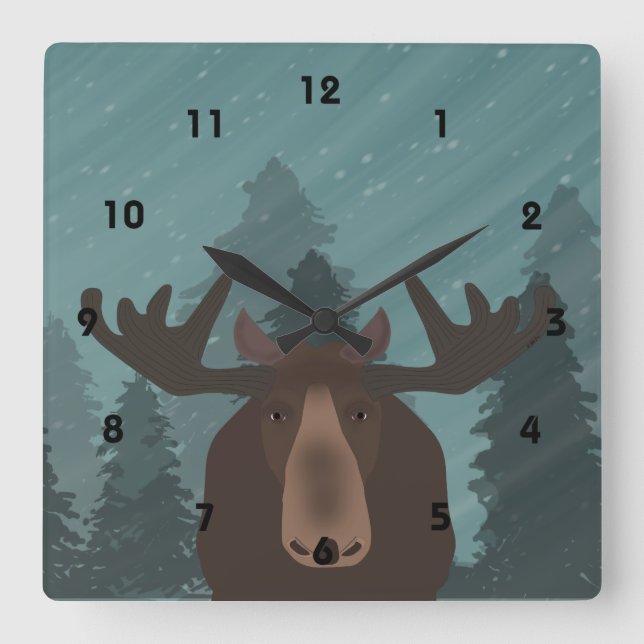 Horloge Carrée Moose clock (Recto)