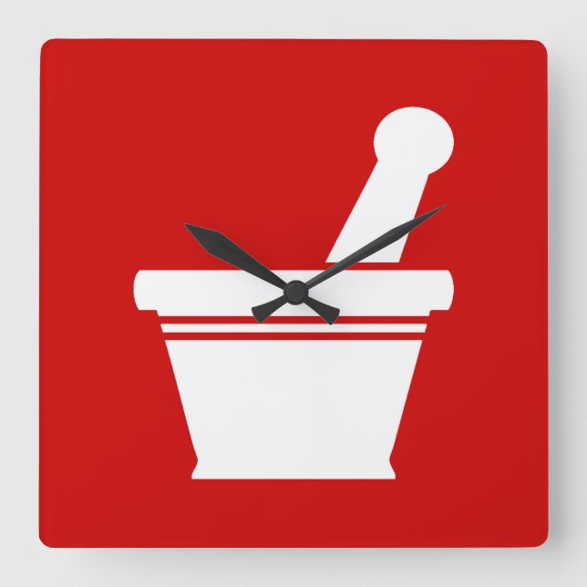 Horloge Carrée Mortier et pilon (Recto)