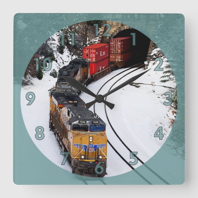 Horloge Carrée Moteur de train diesel classique (Recto)