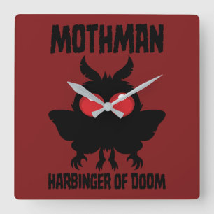 Horloge Carrée Mothman - Héraut Mignon et Sombre de la Fatalité