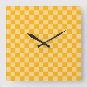 Horloge Carrée Motif à carreaux crème agrumes