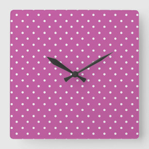 Horloge Carrée Motif à pois magenta sans couture sur fond