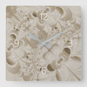 Horloge Carrée motif Abstrait beige
