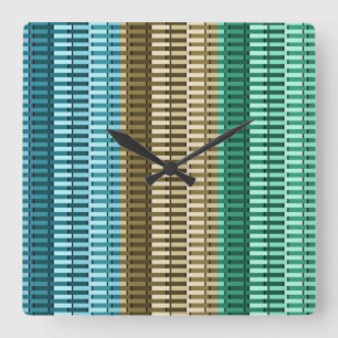 Horloge Carrée Motif abstrait moderne élégant bleu vert jaune