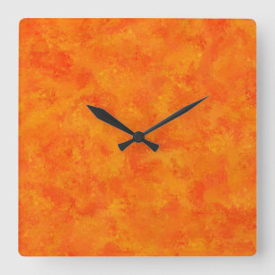 Horloge Carrée Motif Abstrait orange