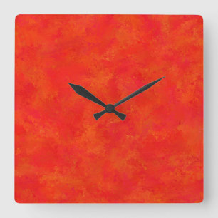 Horloge Carrée Motif abstrait orange rouge