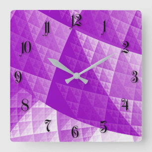Horloge Carrée Motif abstrait violet