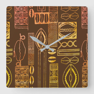 Horloge Carrée Motif africain