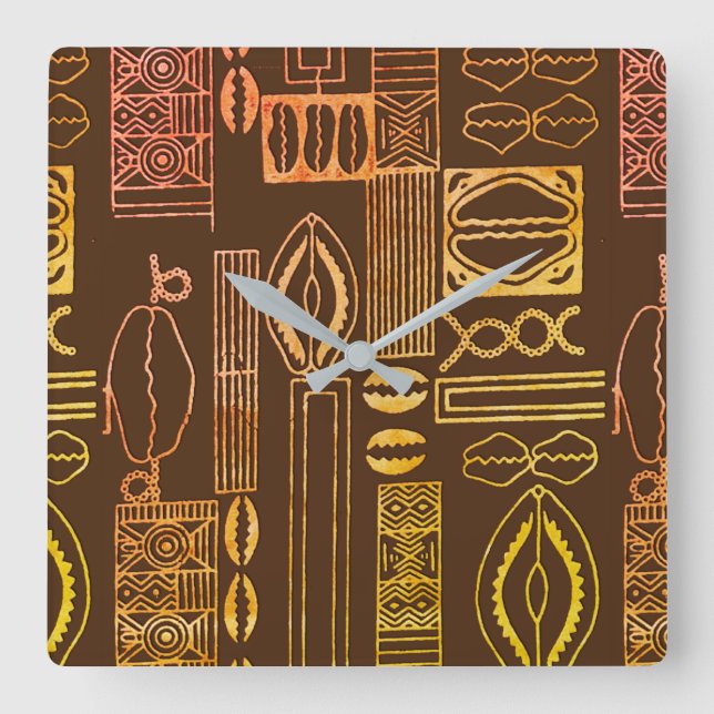 Horloge Carrée Motif africain (Recto)