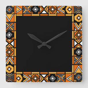 Horloge Carrée Motif africain d'art