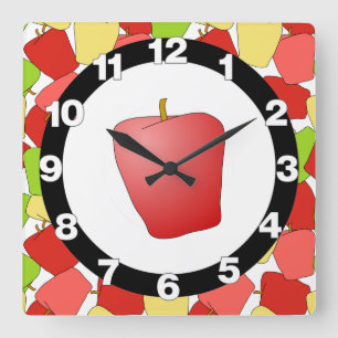 Horloge Carrée Motif Apple Jumble