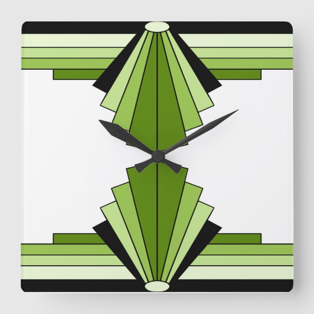 Horloge Carrée Motif Art déco à Greens 2 (Recto)