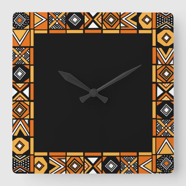 Horloge Carrée Motif artistique africain (Recto)
