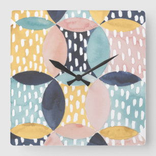 Horloge Carrée Motif circulaire Abstrait