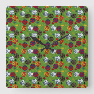 Horloge Carrée Motif de bonbons   motif Lollies   lollipop 39