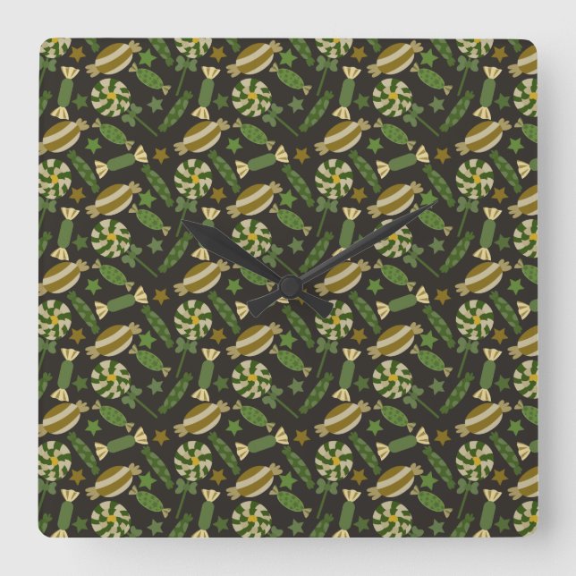 Horloge Carrée Motif de bonbons | motif Lollies | lollipop 44 (Recto)