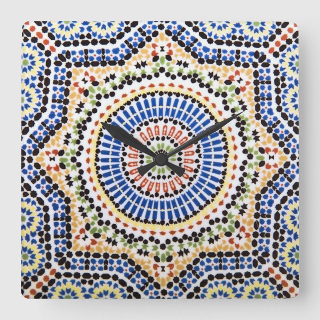 Horloge Carrée Motif de carreaux portugais traditionnels Azulejo (Recto)