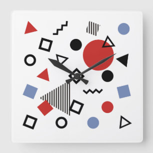 Horloge Carrée Motif de design Retro Memphis