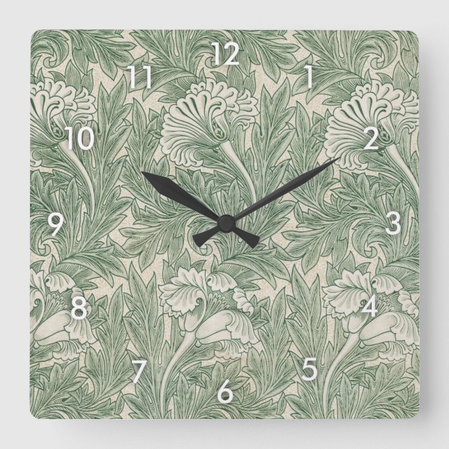 Horloge Carrée Motif de fleurs, William Morris (Recto)