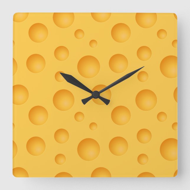 Horloge Carrée Motif de fromage jaune (Recto)