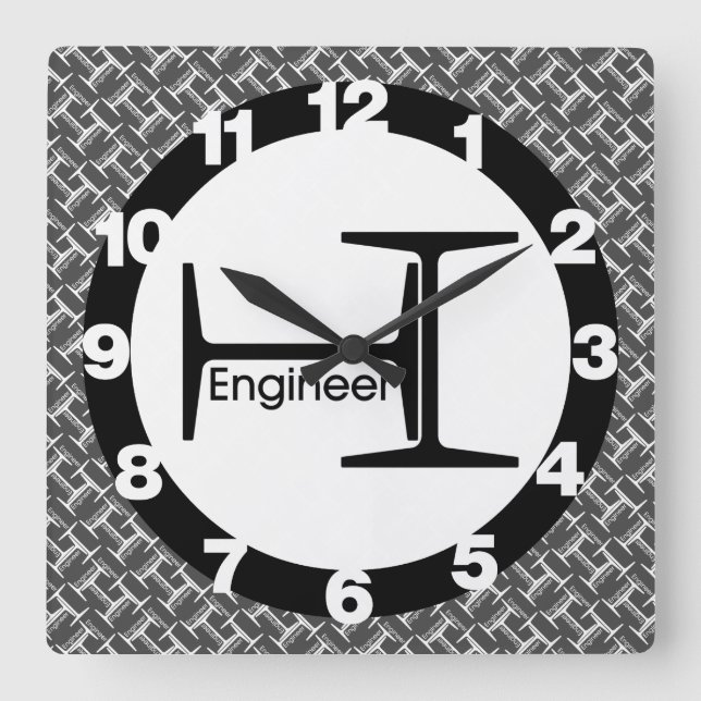 Horloge Carrée Motif de l'ingénieur de poutres en acier (Recto)