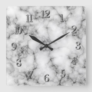 Horloge Carrée Motif de marbre blanc très réaliste